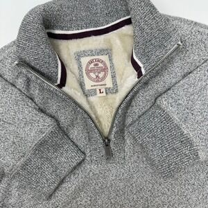 Fat Face Men's Grey Marl Sherpa Lined Quarter‎ Zip Pullover Sweater Size Large